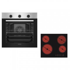 Princess FN25000 BX + PS 55500 Φούρνος άνω Πάγκου 70lt με Κεραμικές Εστίες Π66.5εκ. Inox